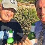 Daniel and Darrell celebrating with beer